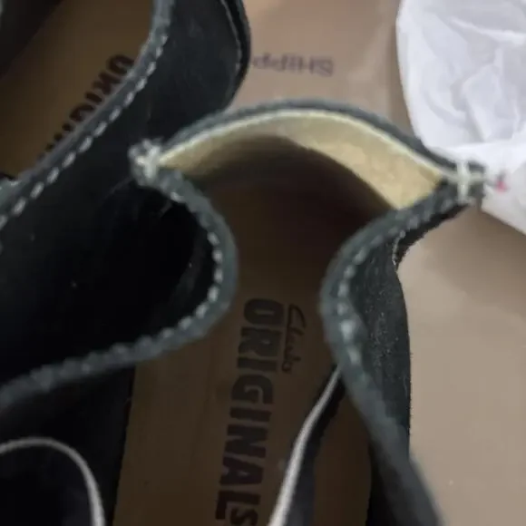 CLARKS ORIGINALS US10 Faraway Canyon Booties Black Leather Wedge Crepe Soul - Picture 8 of 12